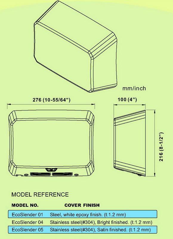 EcoSlender (ADA High Speed Thin Hand Dryer) Specification